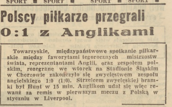 Polska - Anglia 1966 Chorzów 