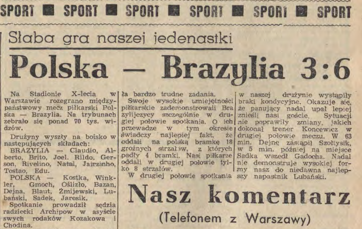 Polska - Brazylia 3-6 1968