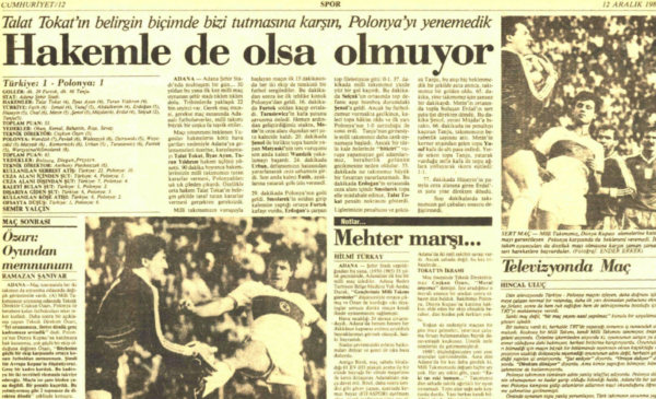 Turcja-Polska 1985 Cumhuriyetac