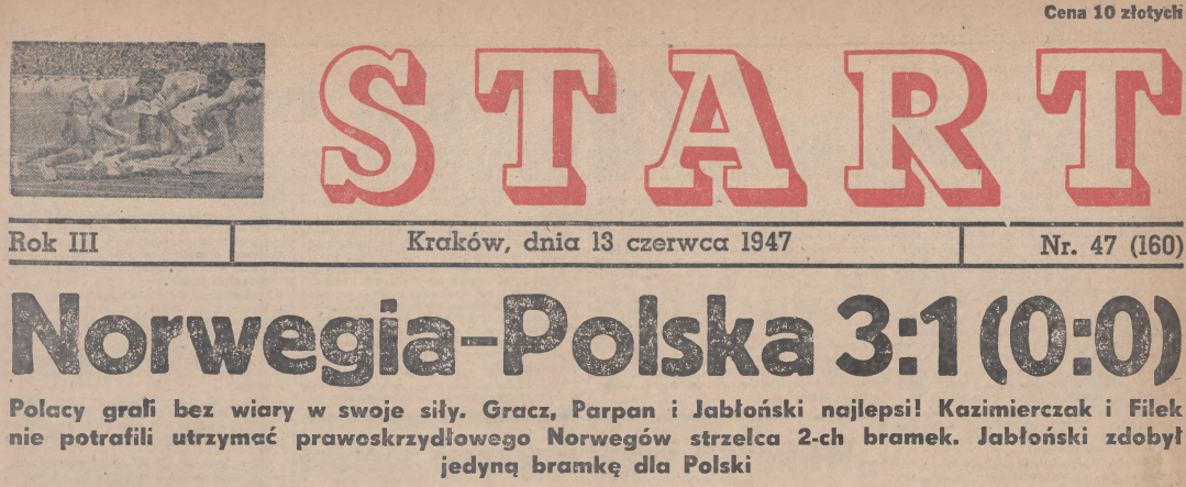 Mecz Norwegia-Polska 1947