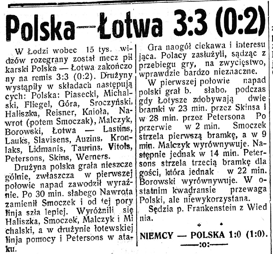 Polska-Łotwa 15.09.1935