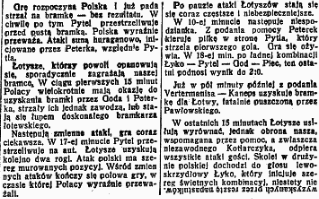 Polska-Łotwa 10.10.1937